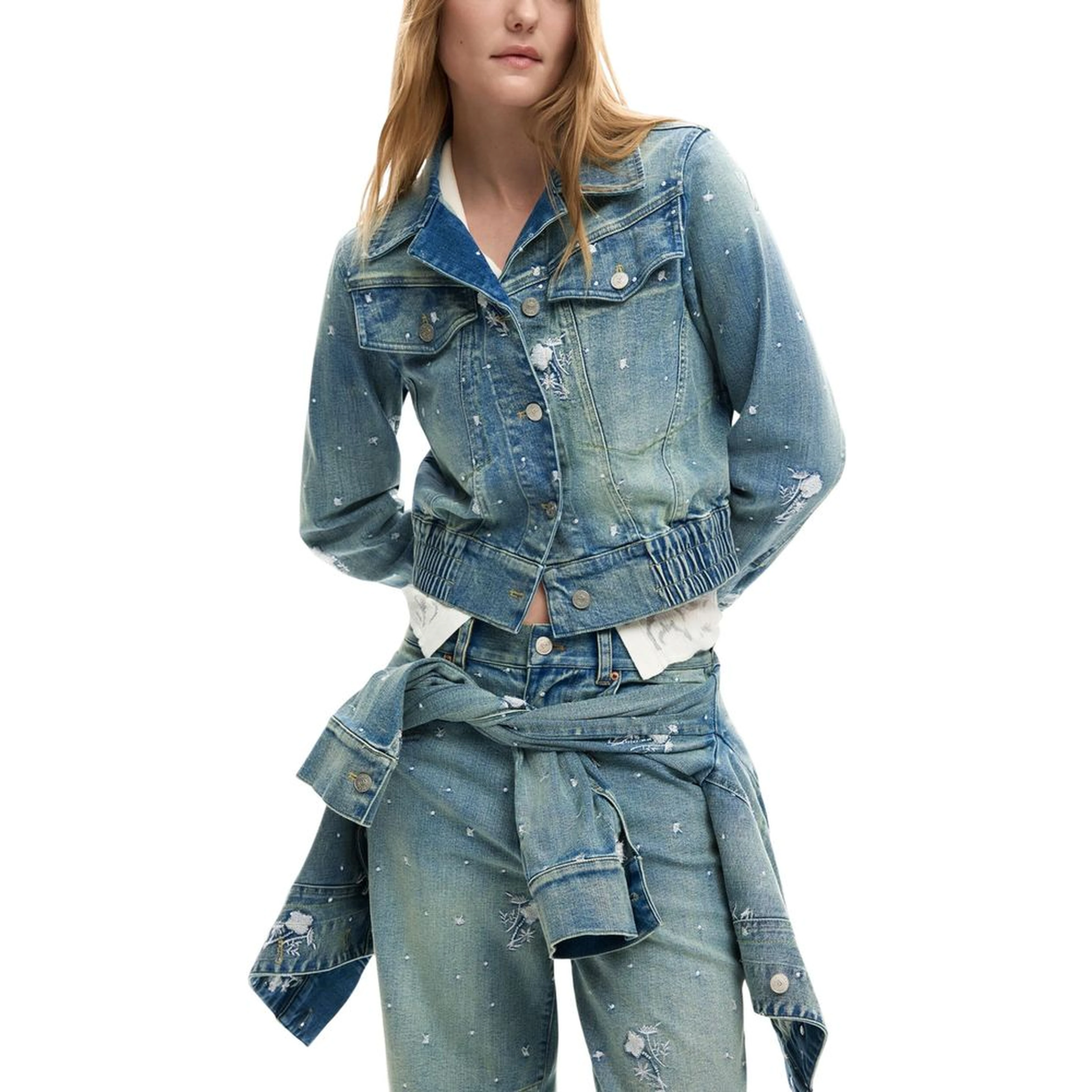 Blue Elastane Denim Jacket