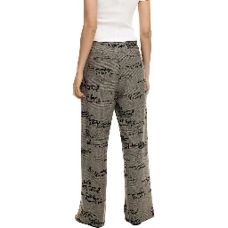 Gray Polyester Casual Pants
