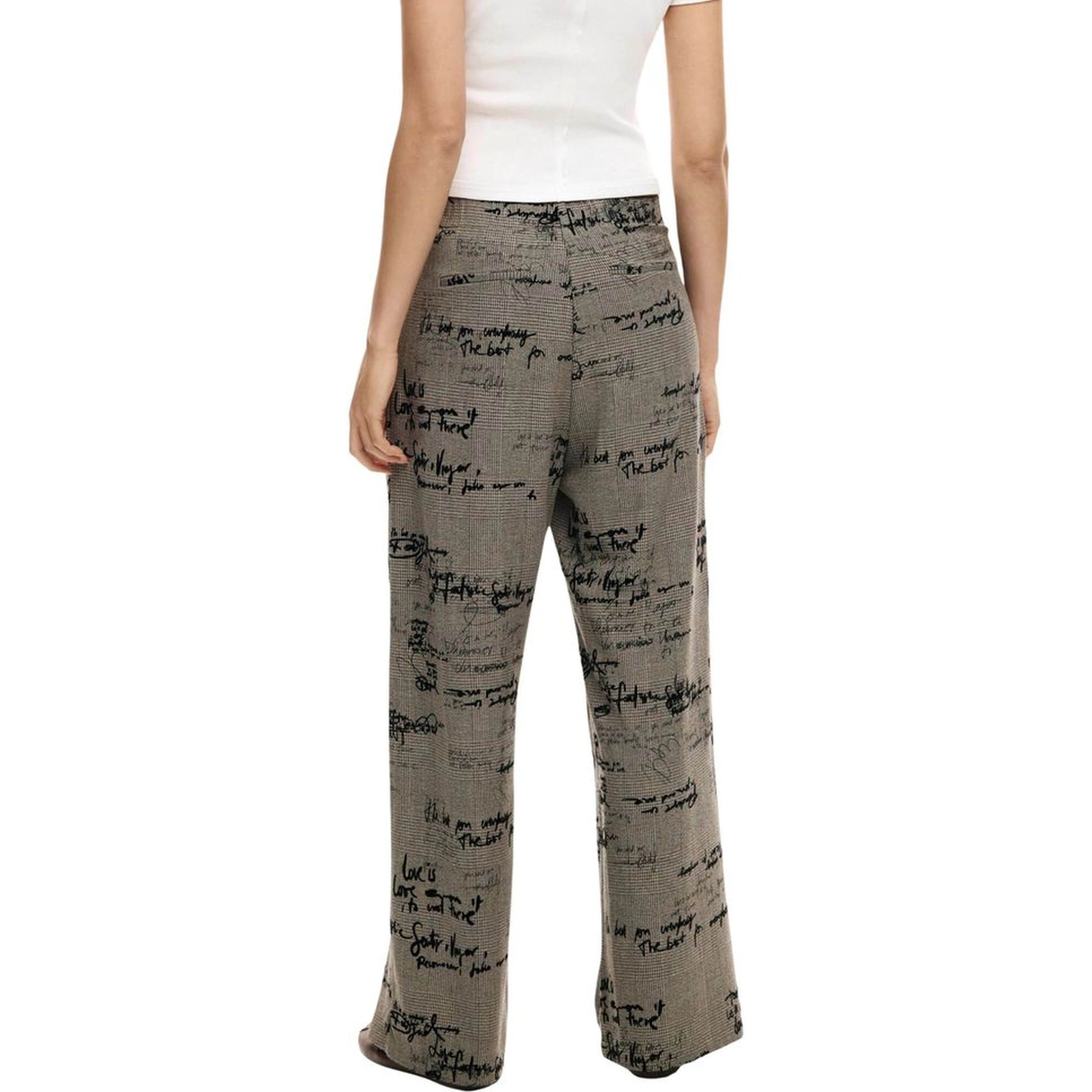 Gray Polyester Casual Pants