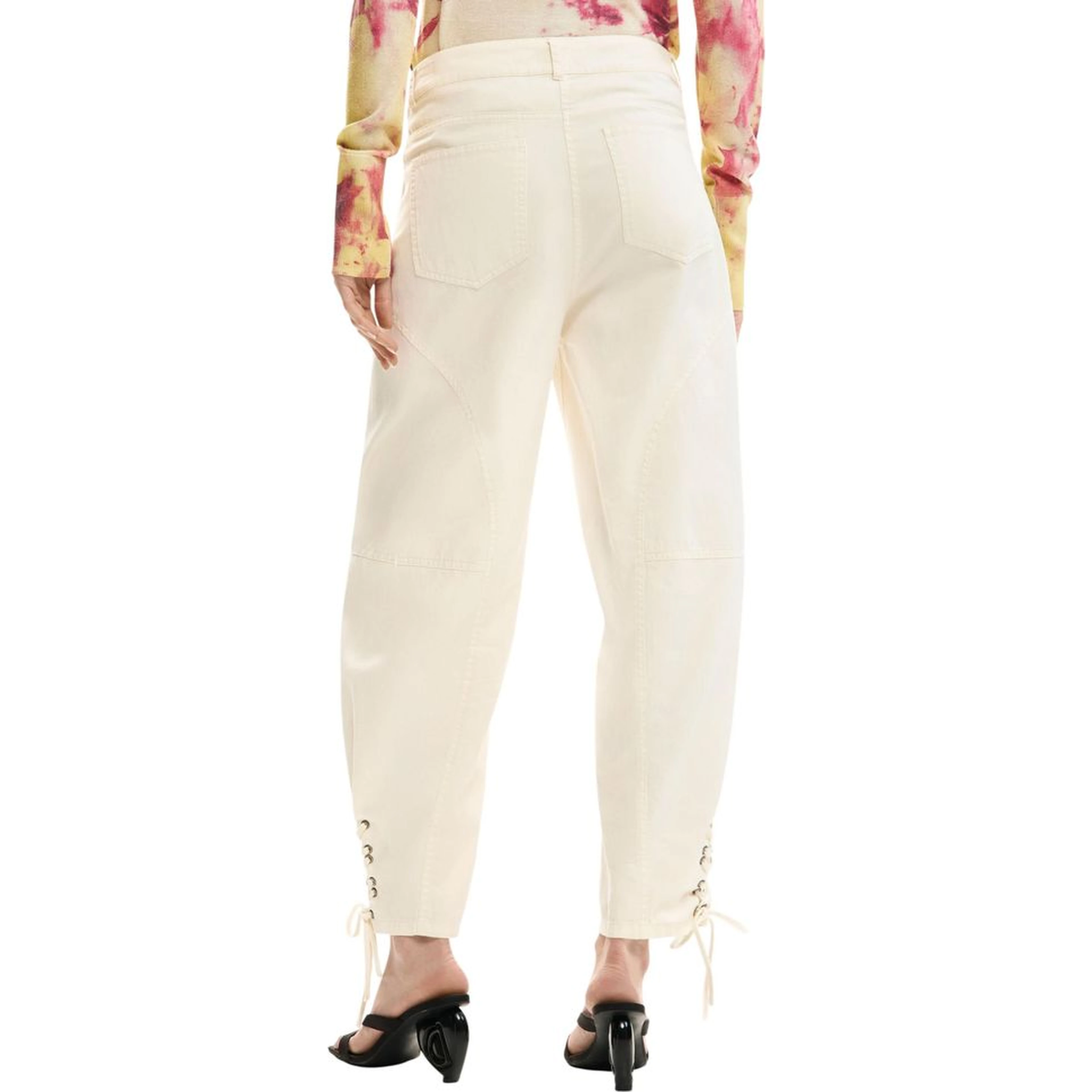 Beige Cotton Casual Pants