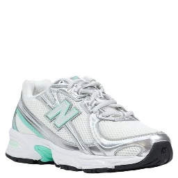 Silver Synthetic Athletic Sneakers