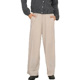Beige Viscose Casual Pants