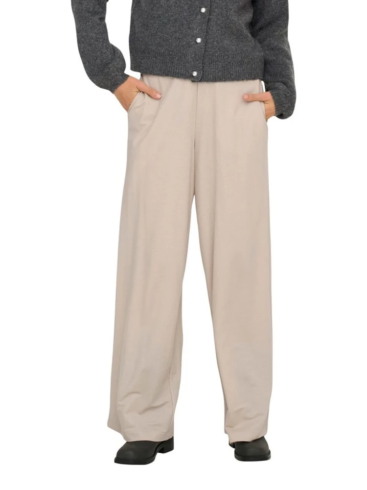Beige Viscose Casual Pants