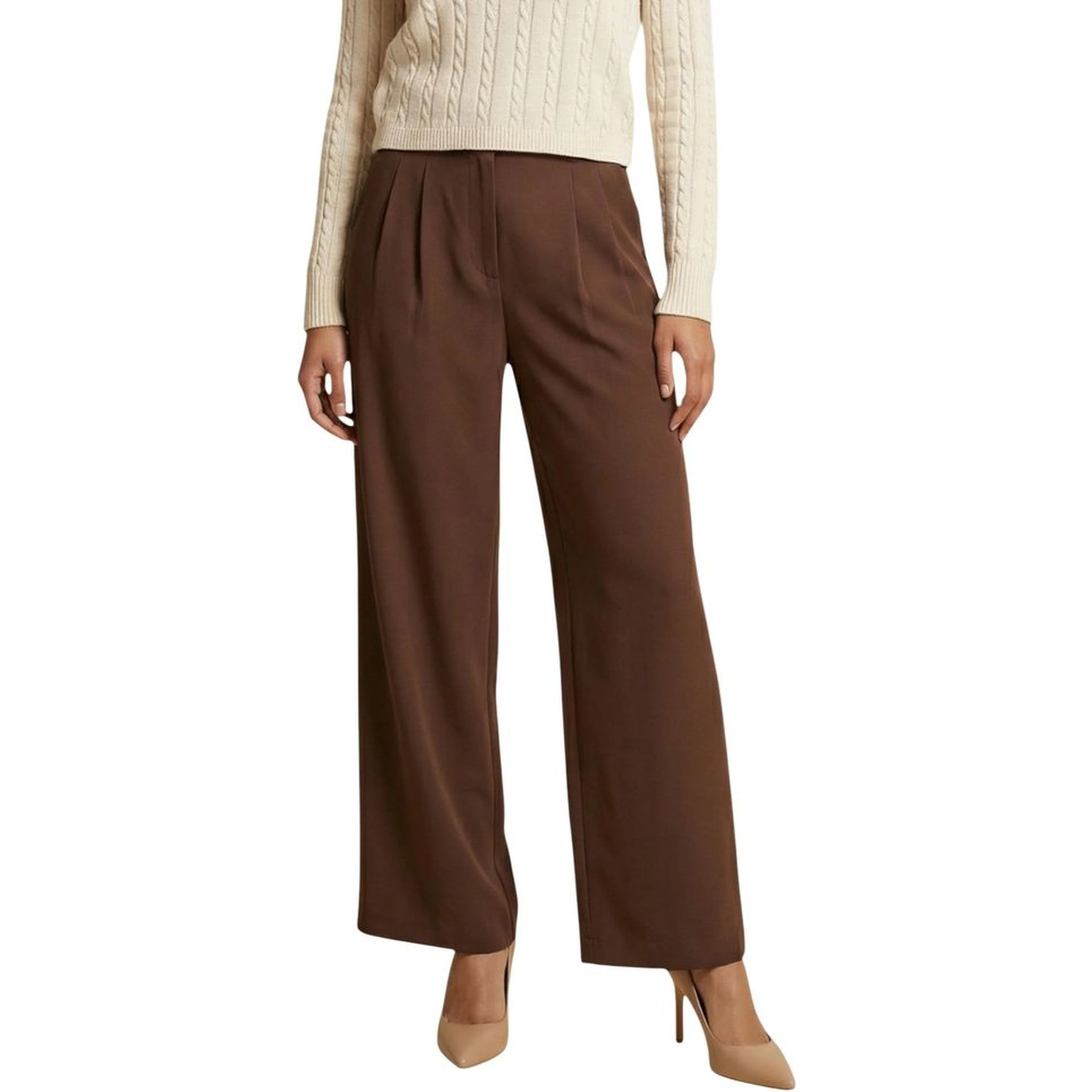 Brown Recycled Polyester Casual Pants