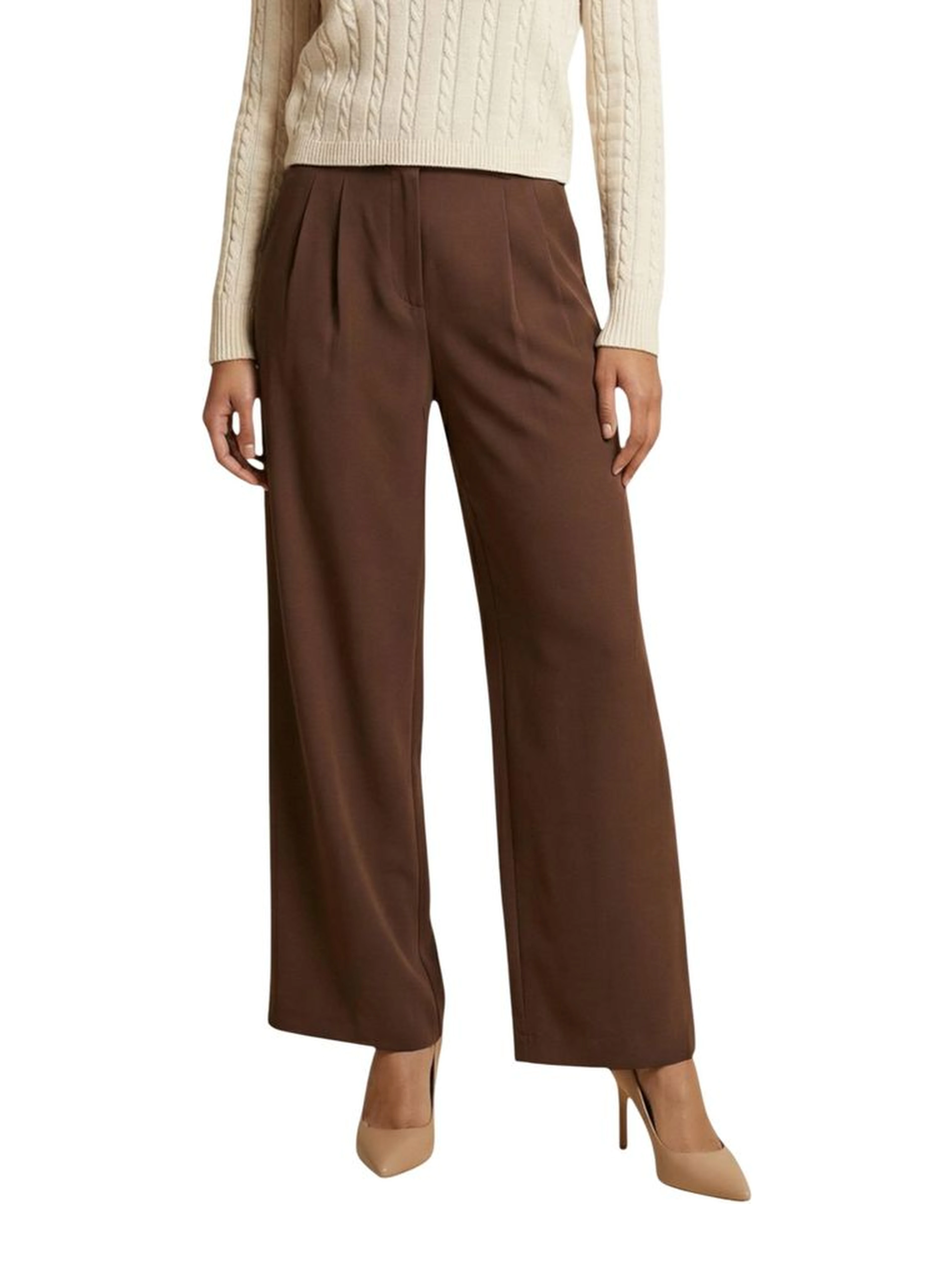 Brown Recycled Polyester Casual Pants