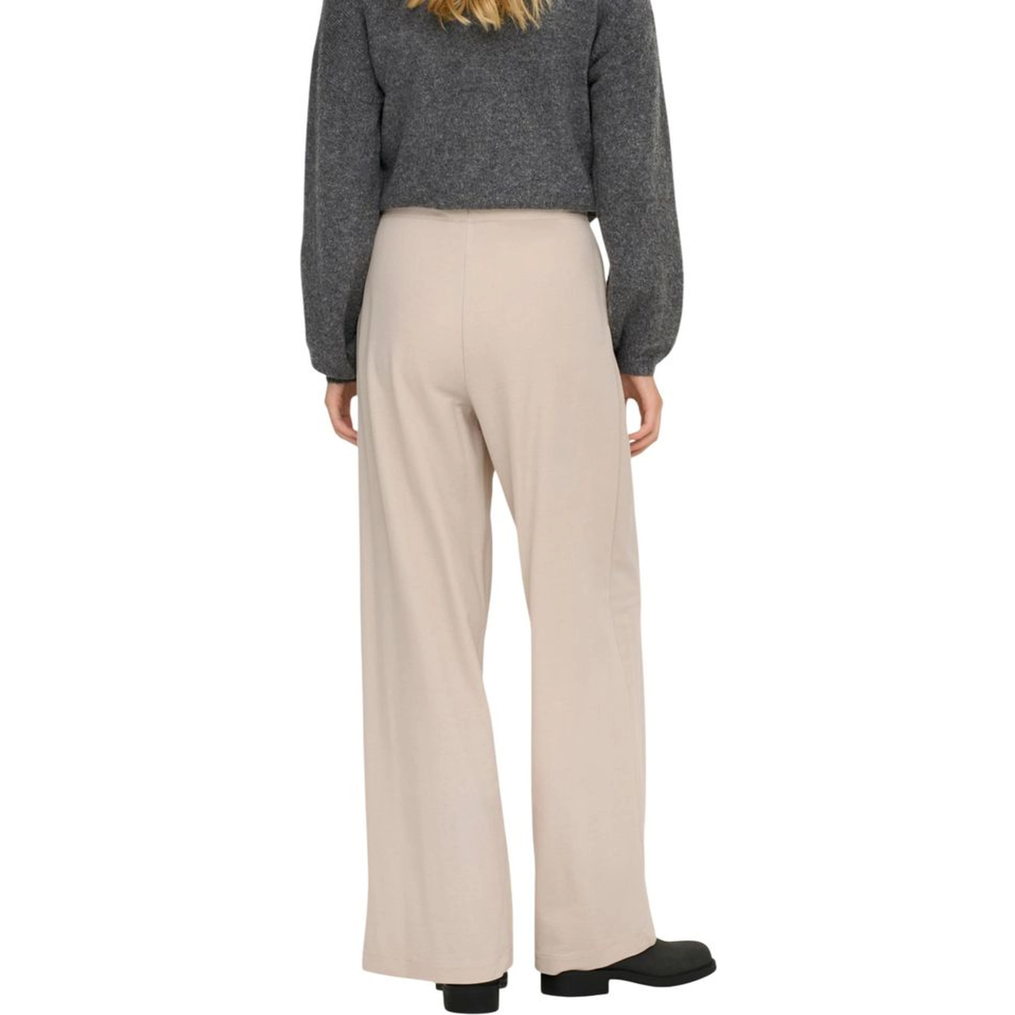 Beige Viscose Casual Pants