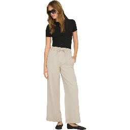 Cream Cotton Flared Pants
