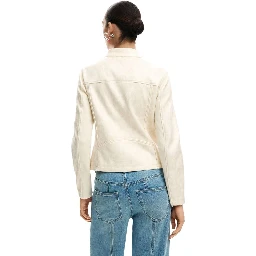 Beige Polyester Full-Length Jacket