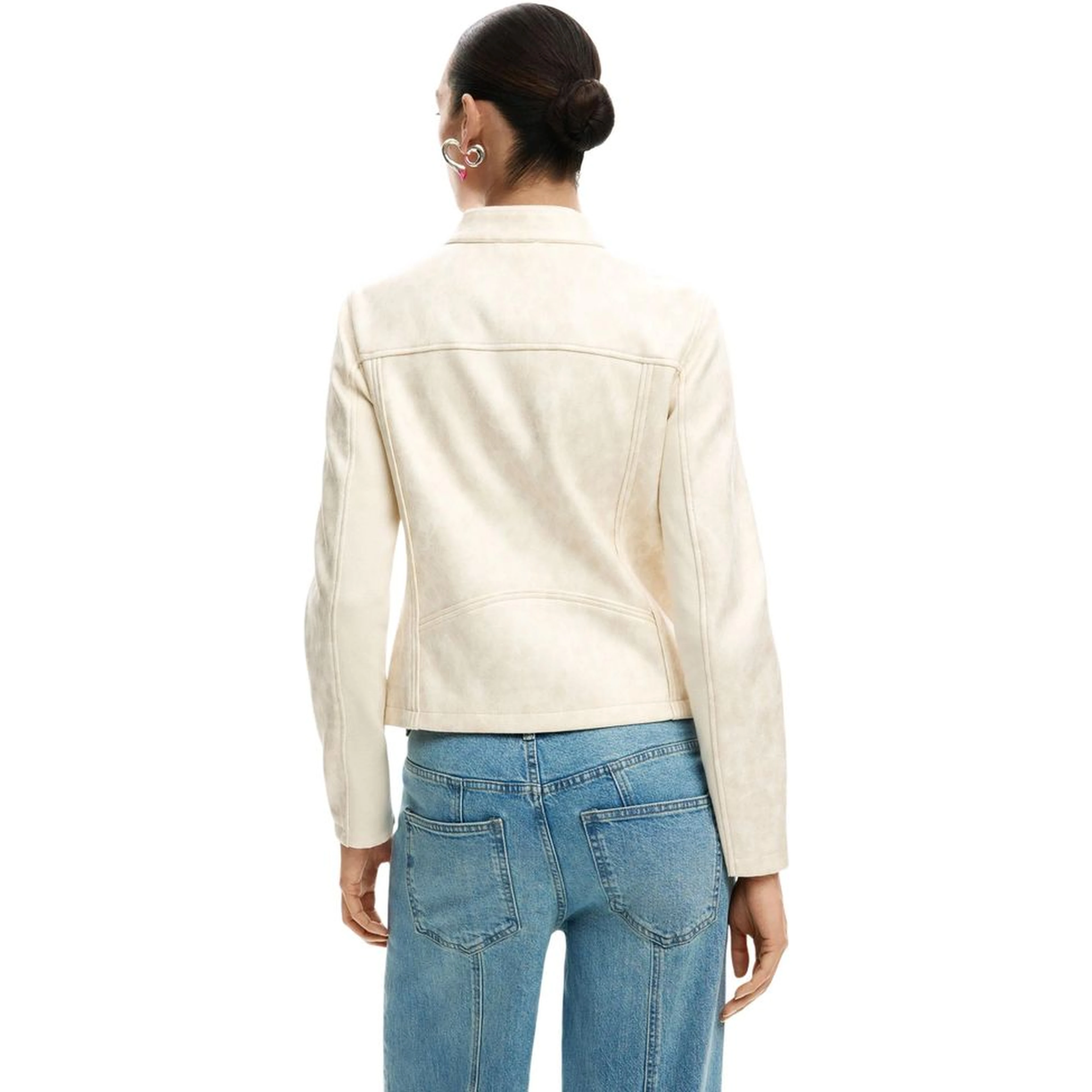 Beige Polyester Full-Length Jacket