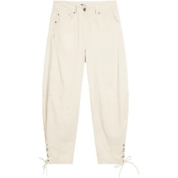 Beige Cotton Casual Pants