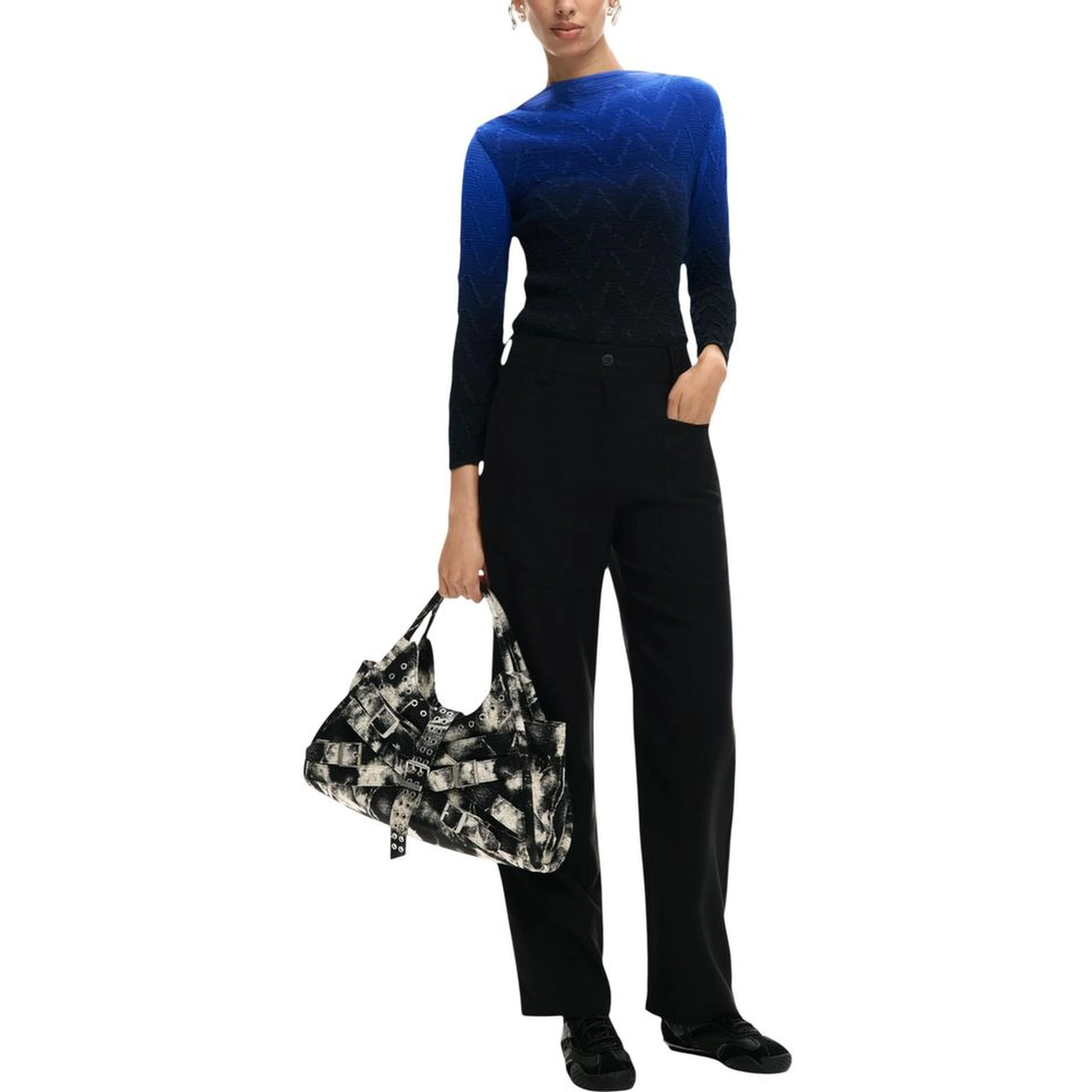 Black Viscose Casual Pants