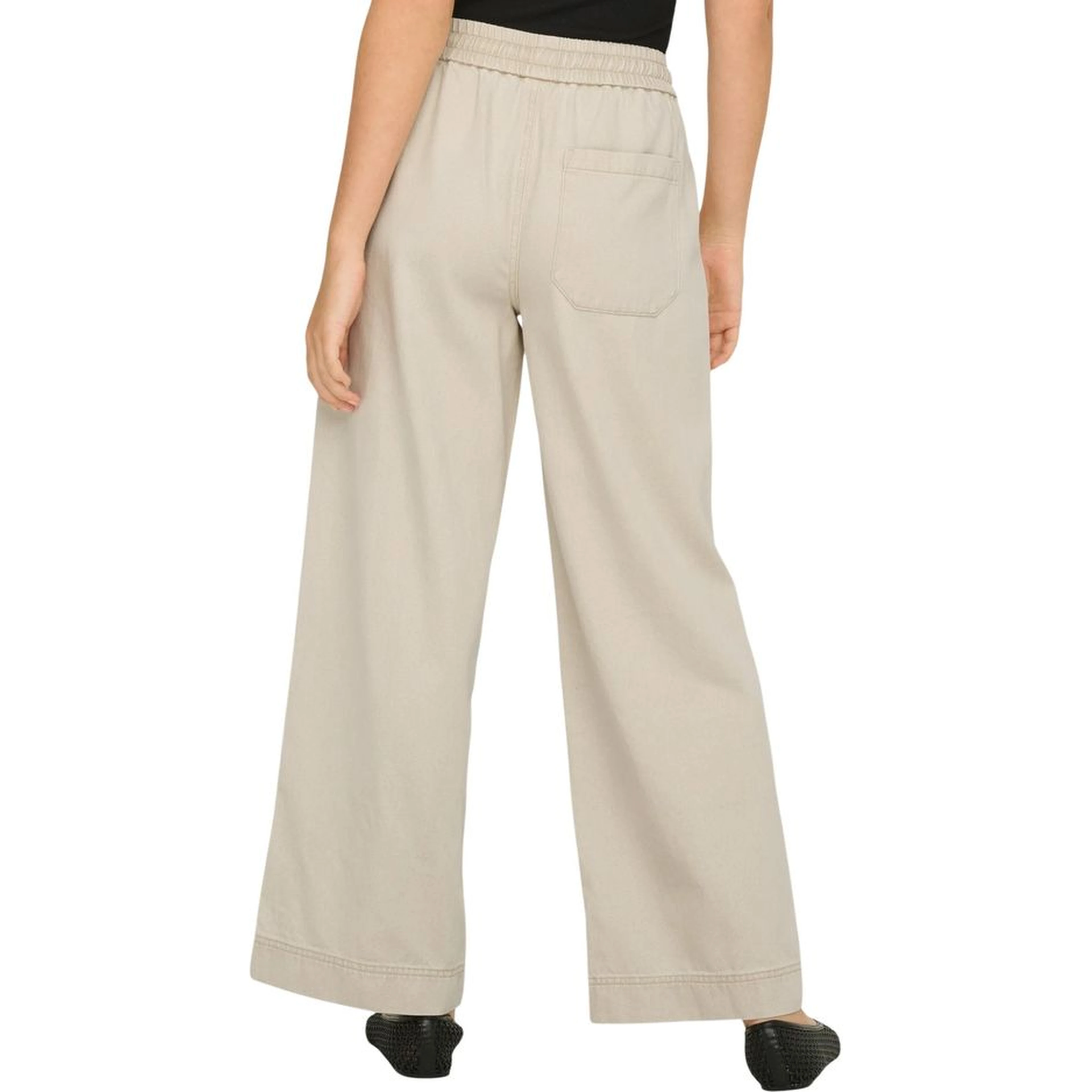 Cream Cotton Flared Pants