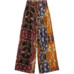 Orange Viscose Casual Pants