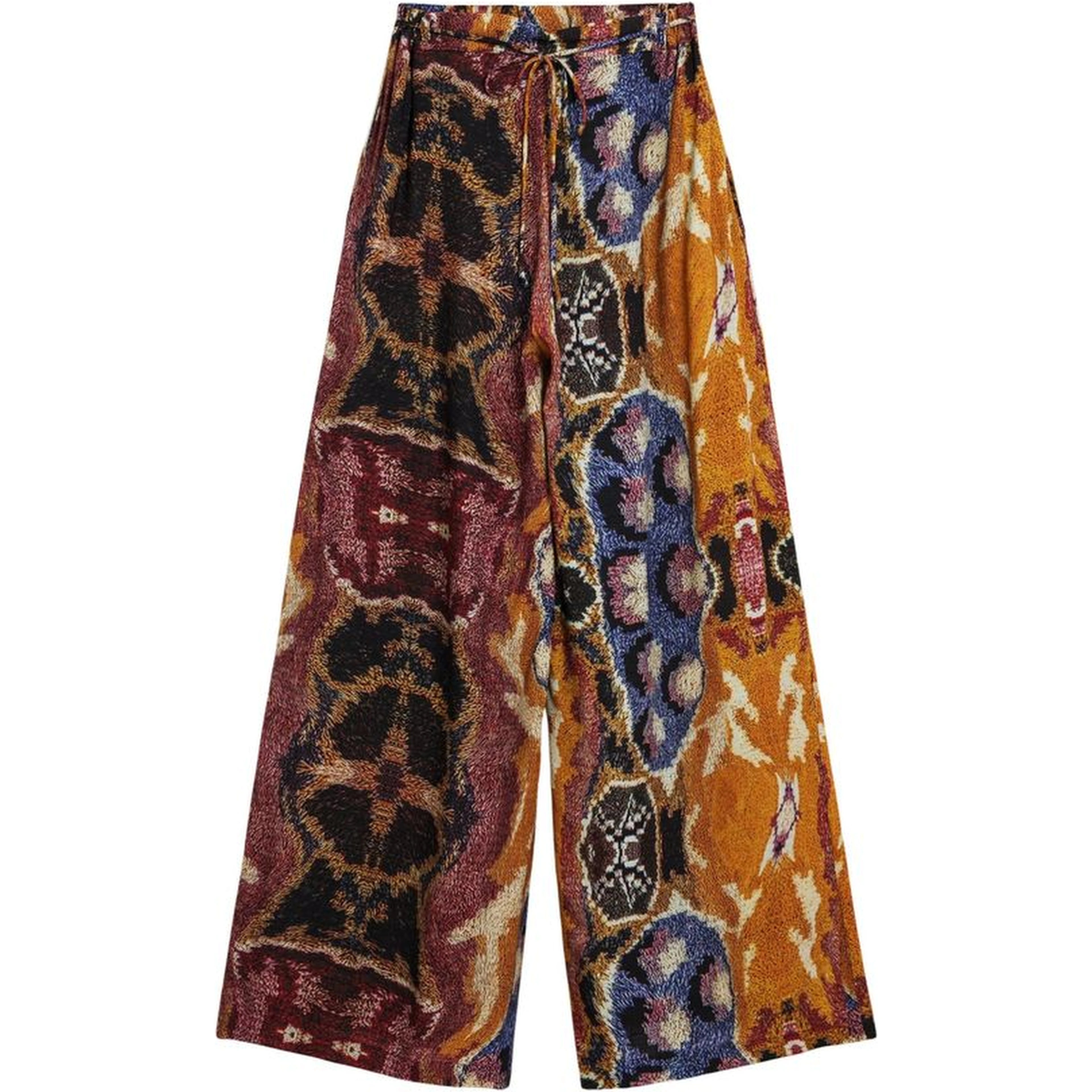 Orange Viscose Casual Pants