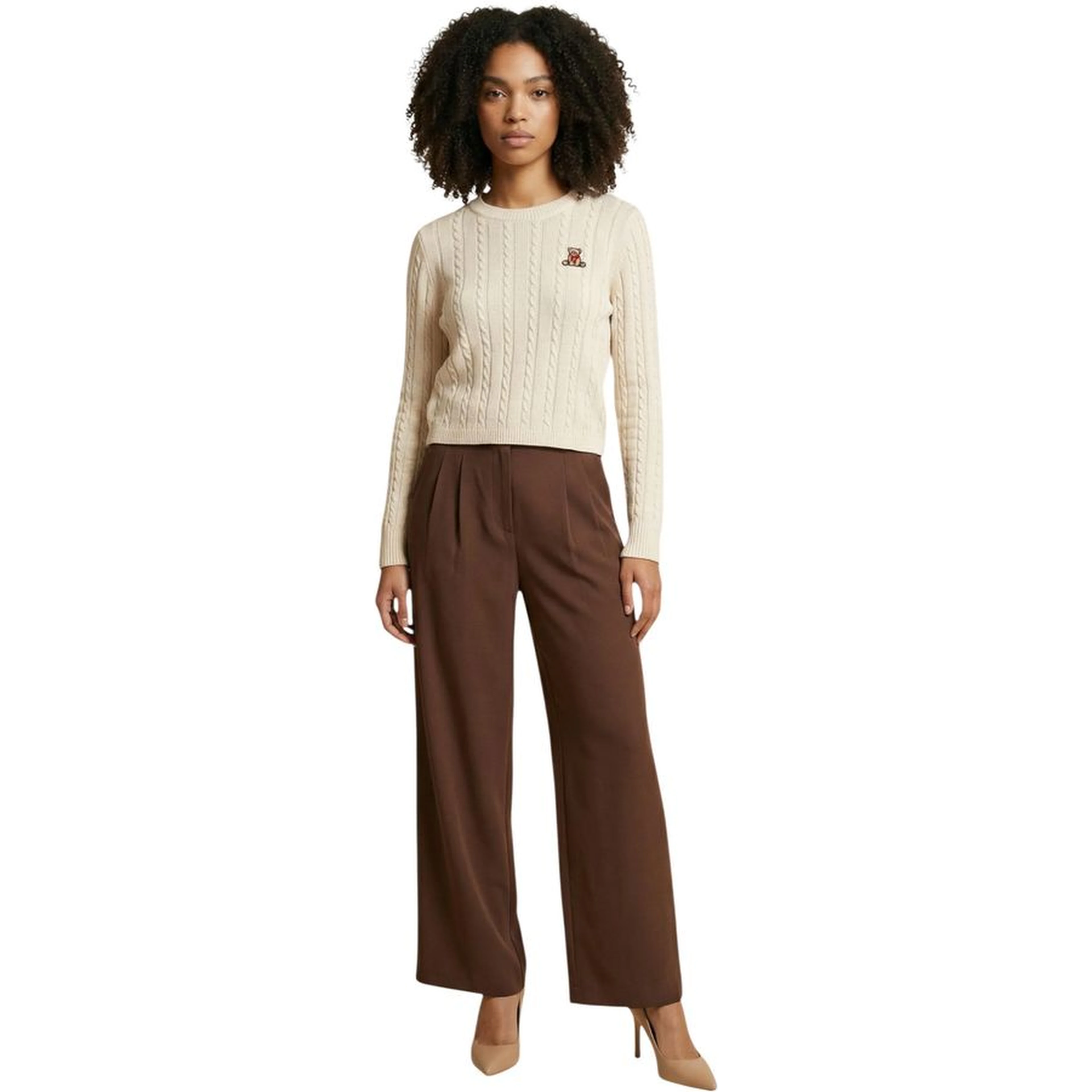 Brown Recycled Polyester Casual Pants
