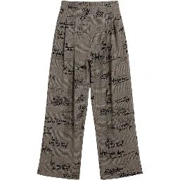 Gray Polyester Casual Pants