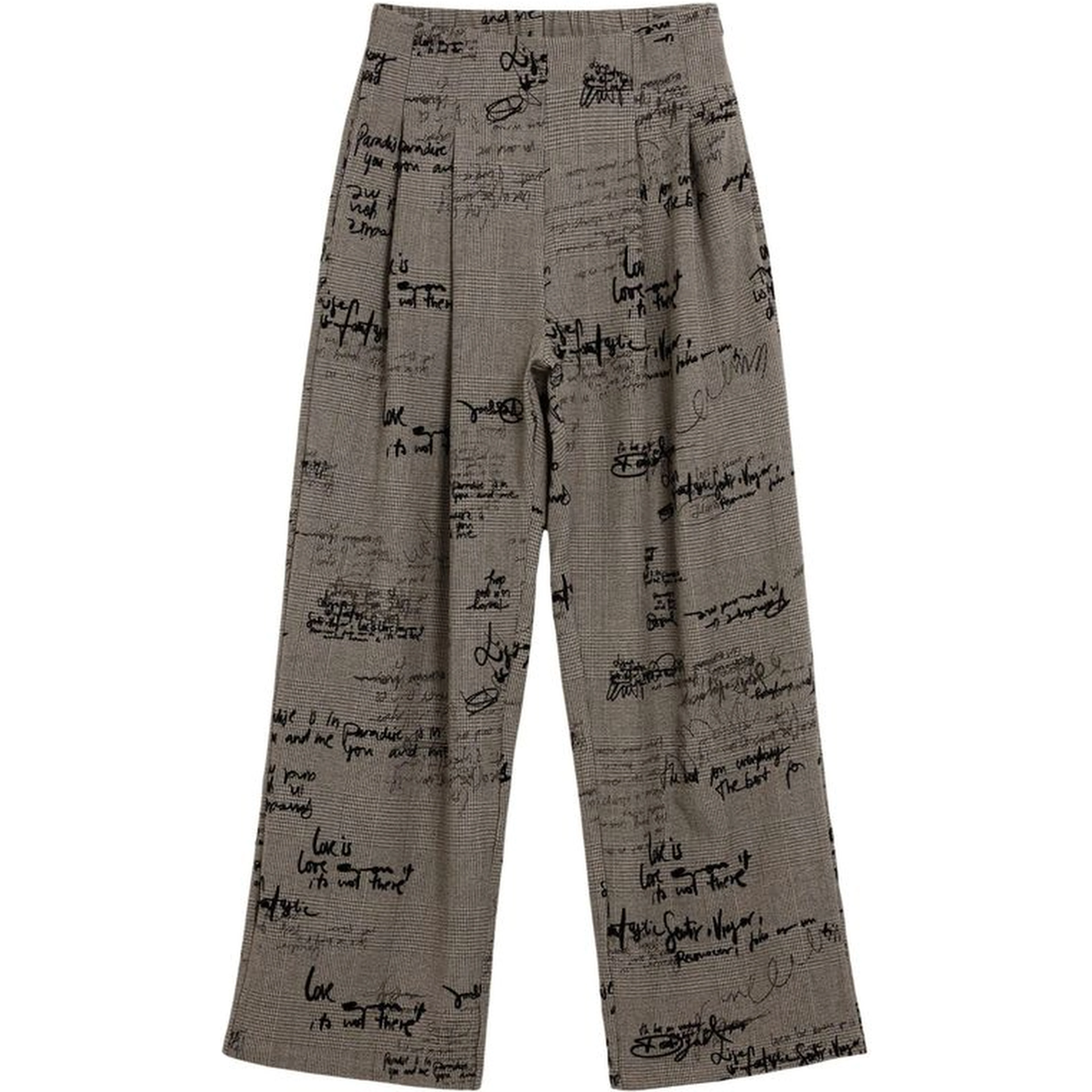 Gray Polyester Casual Pants