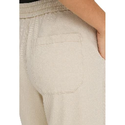 Cream Cotton Flared Pants