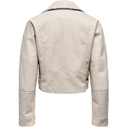 Beige Recycled Polyester Biker Jacket