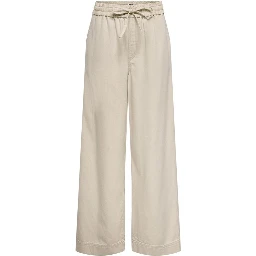 Cream Cotton Flared Pants