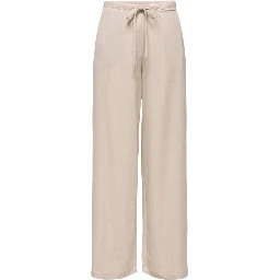Beige Viscose Casual Pants