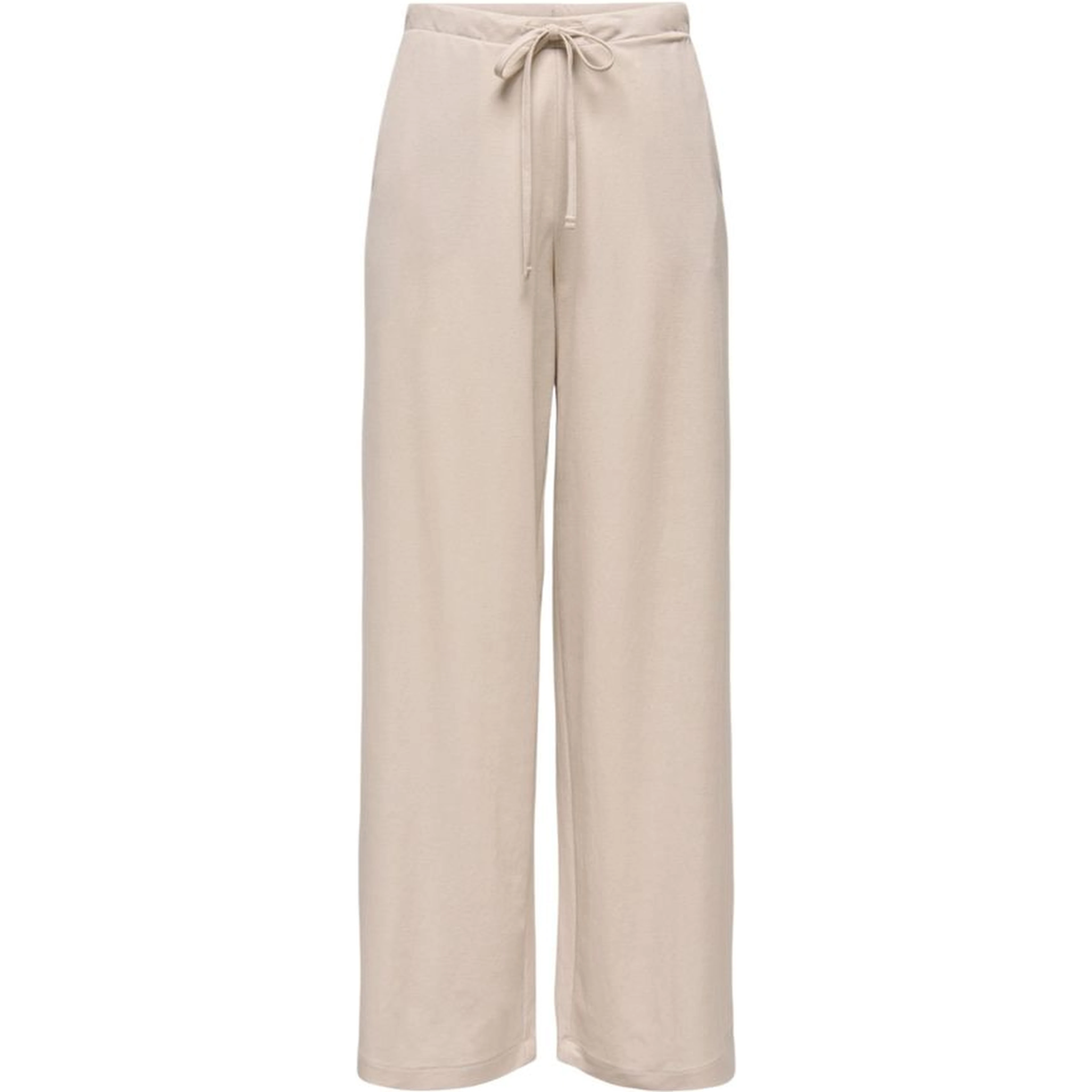 Beige Viscose Casual Pants