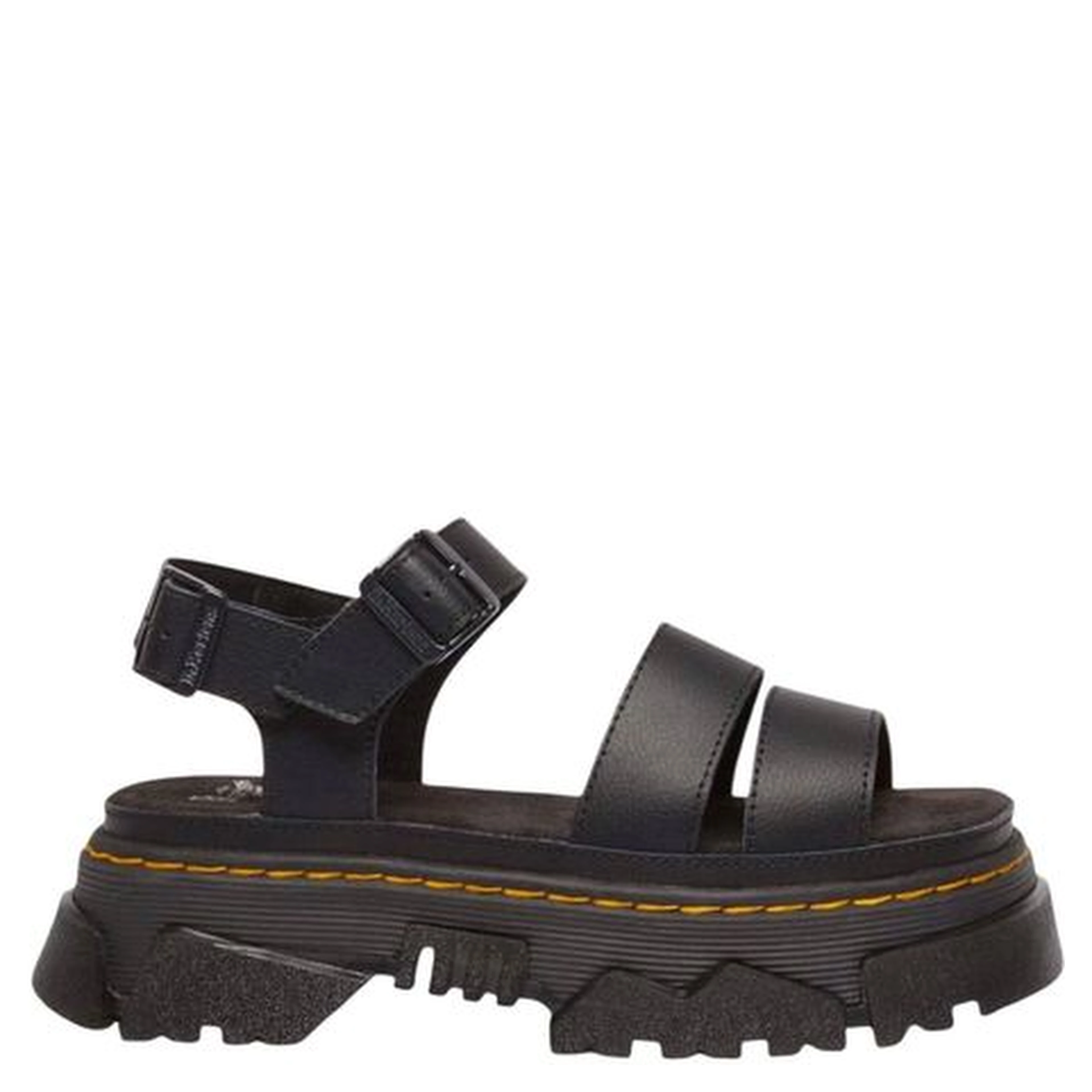 Black Leather Flat Sandals