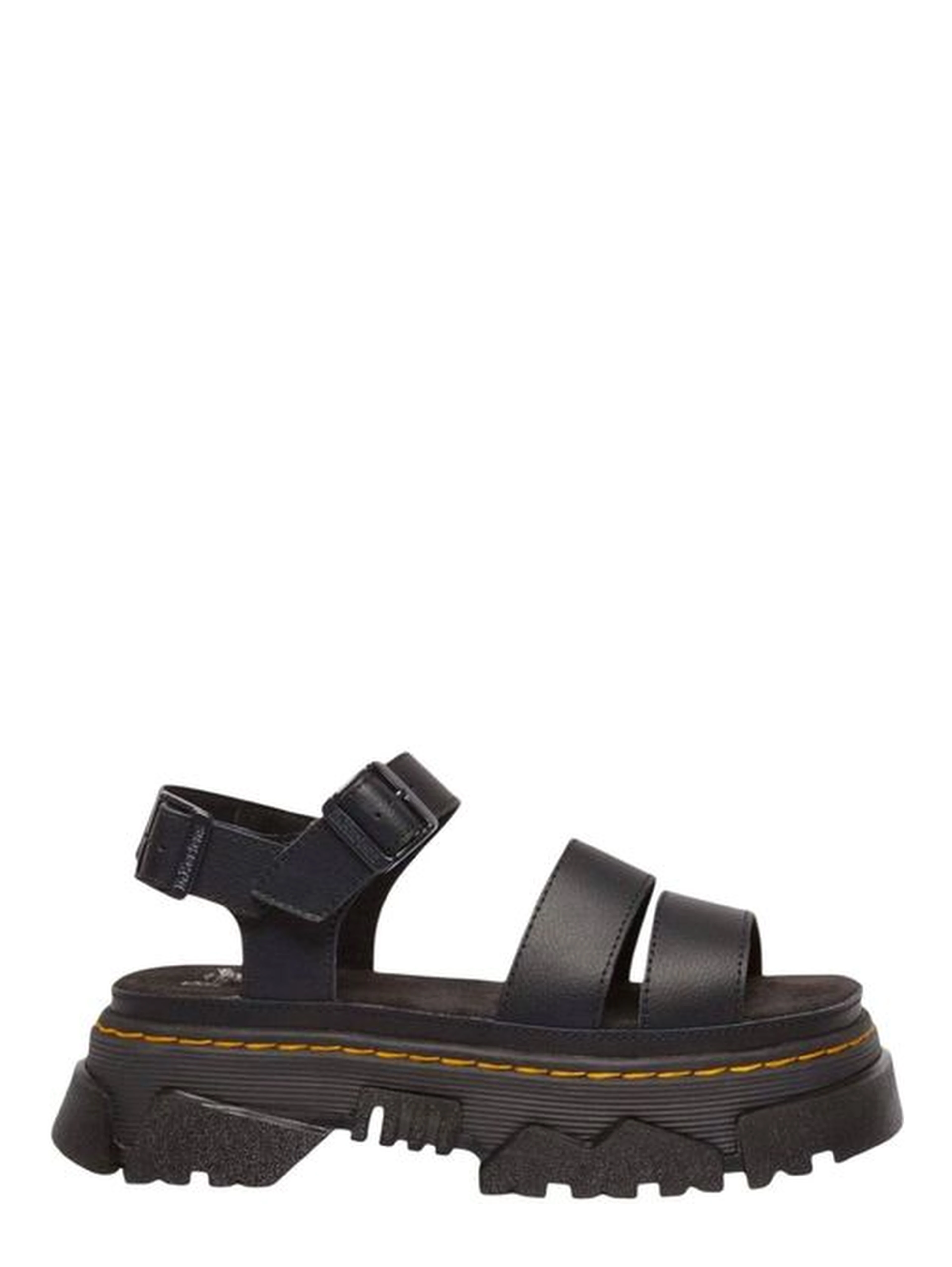 Black Leather Flat Sandals