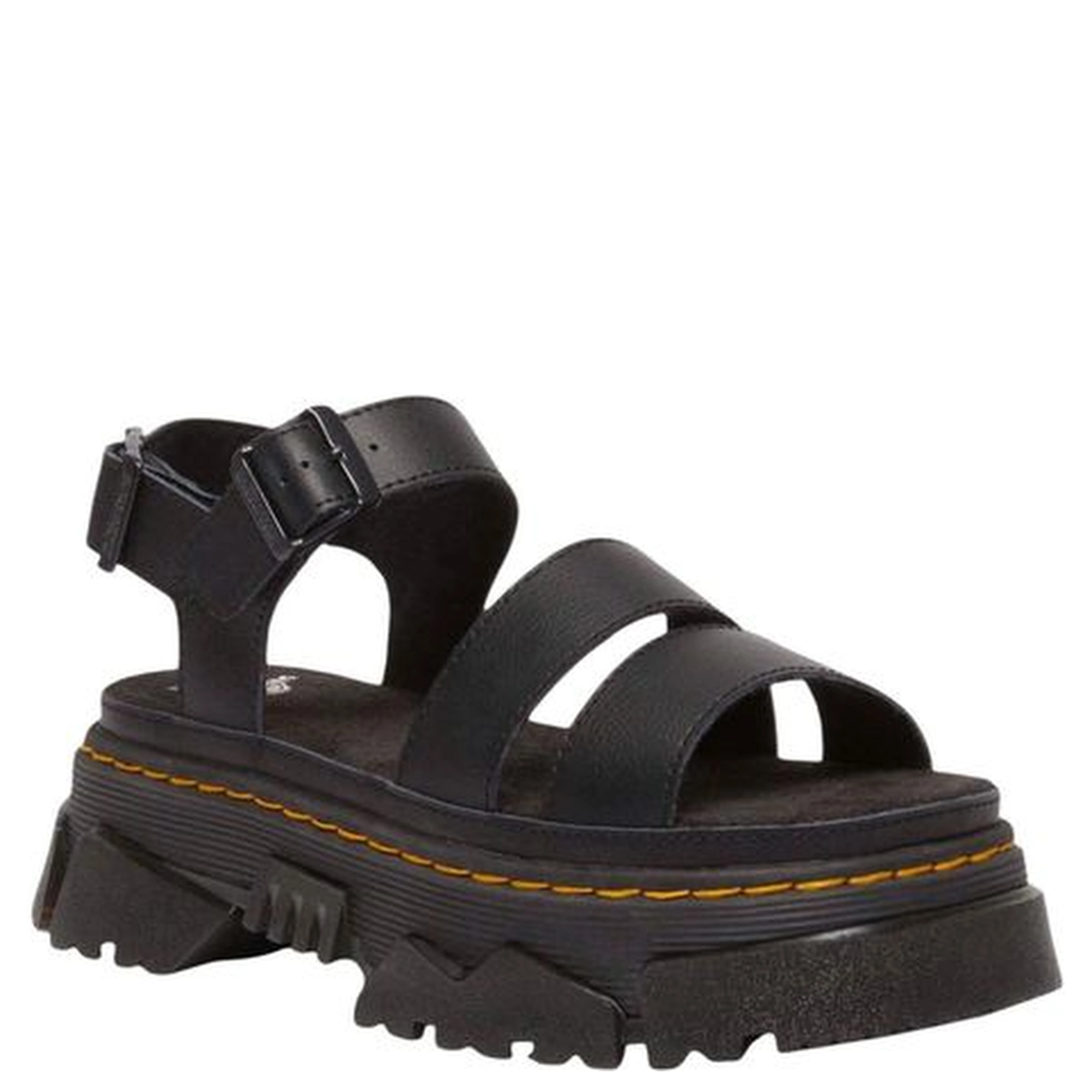 Black Leather Flat Sandals