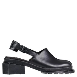 Black Leather Mules