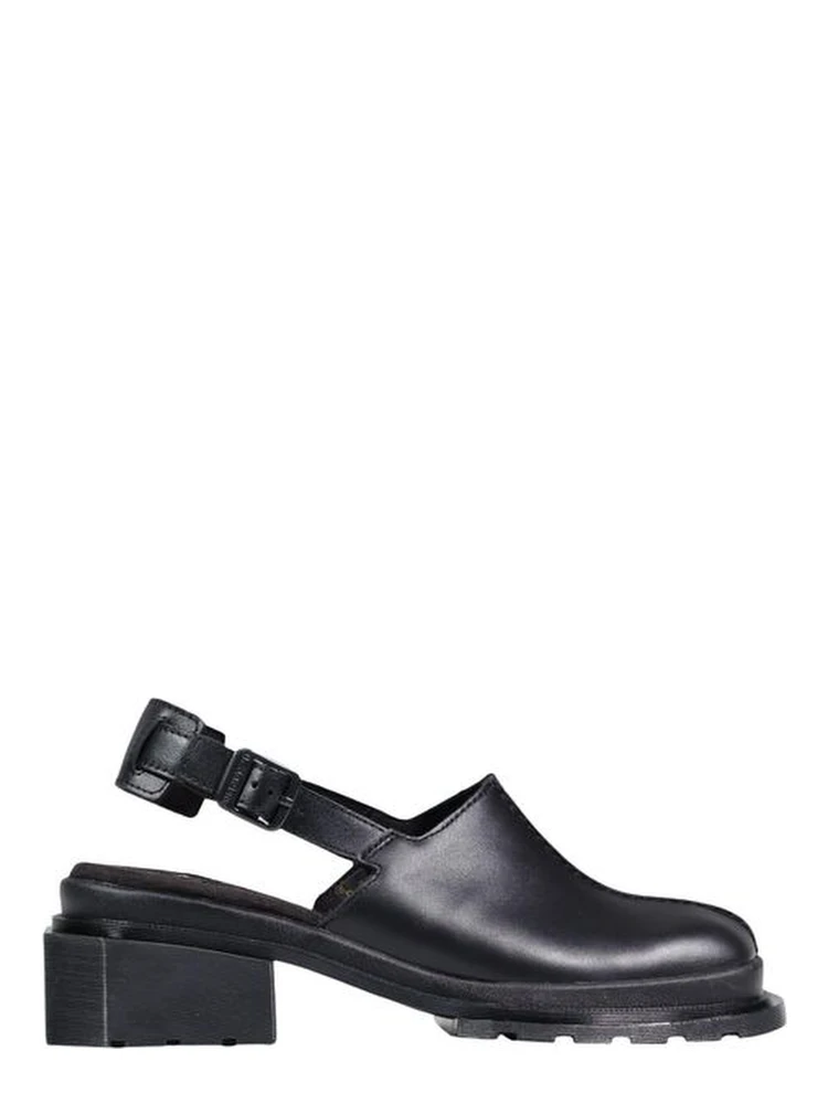 Black Leather Mules