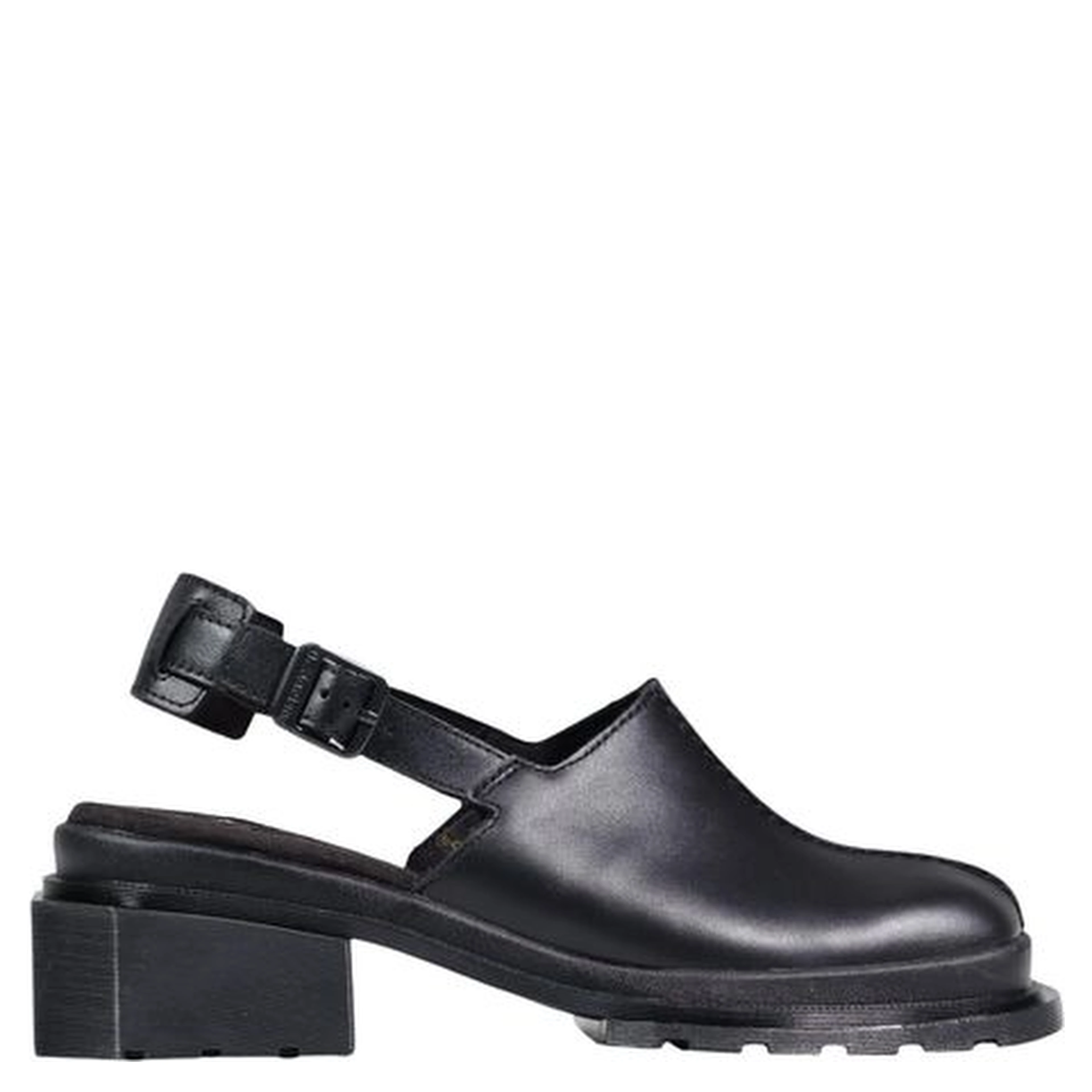 Black Leather Mules