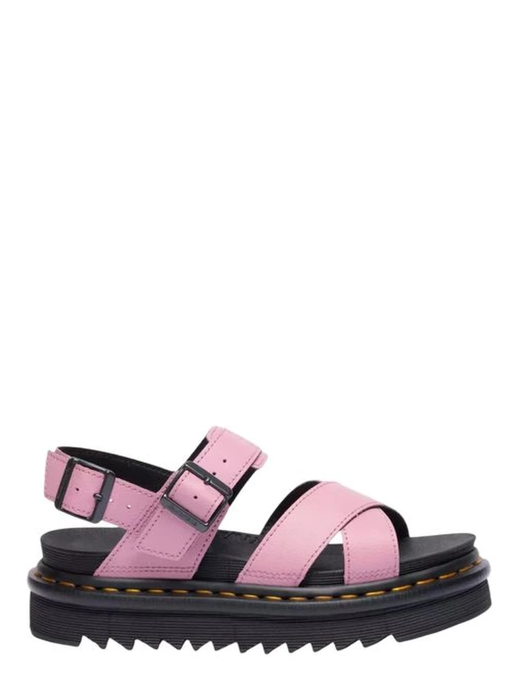 Pink Leather Platform Sandals