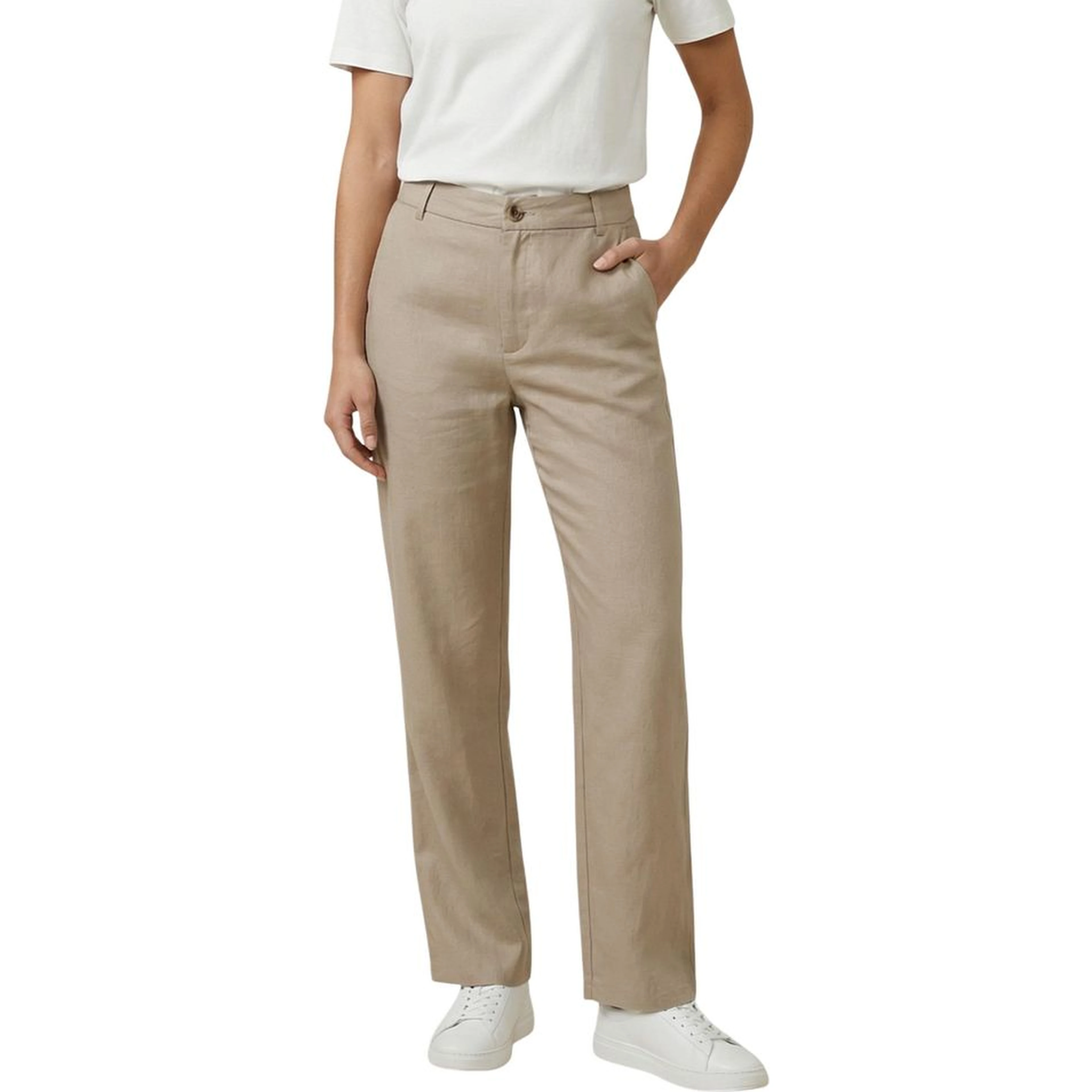 Beige Viscose Casual Pants