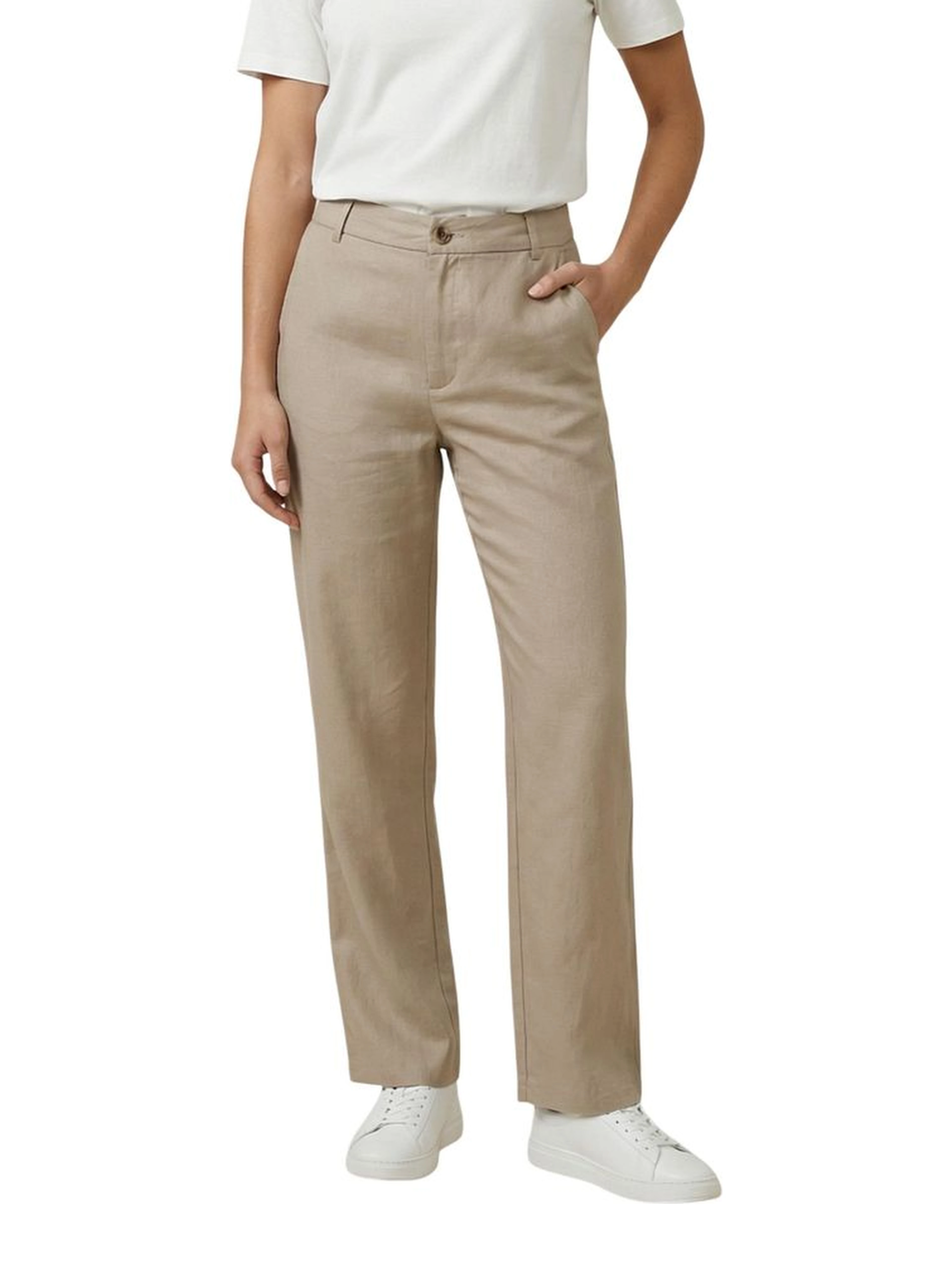 Beige Viscose Casual Pants