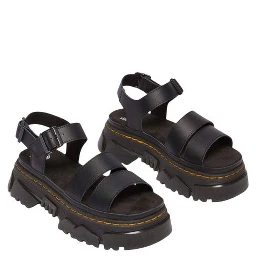 Black Leather Flat Sandals
