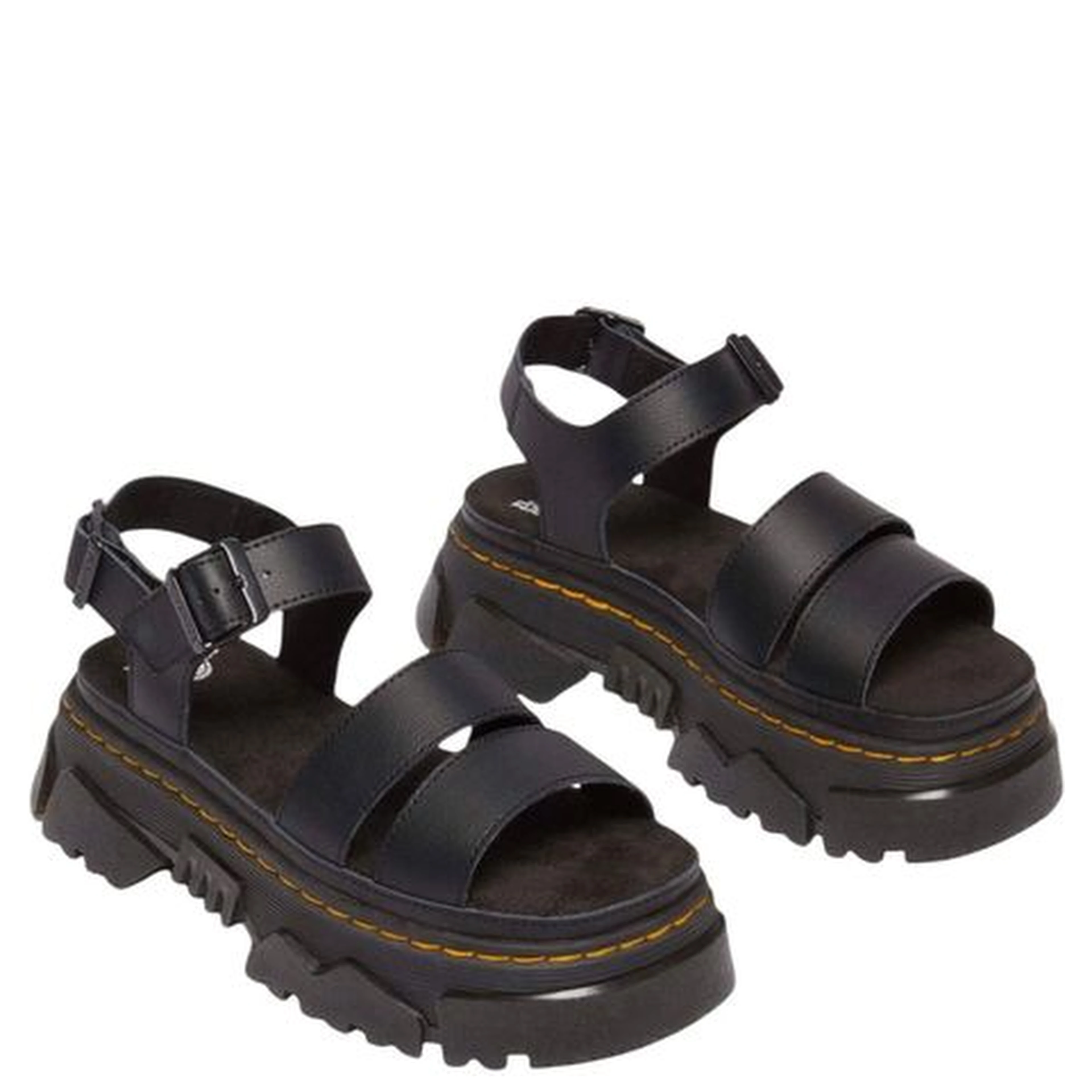 Black Leather Flat Sandals