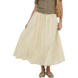 Beige Cotton Long Skirt