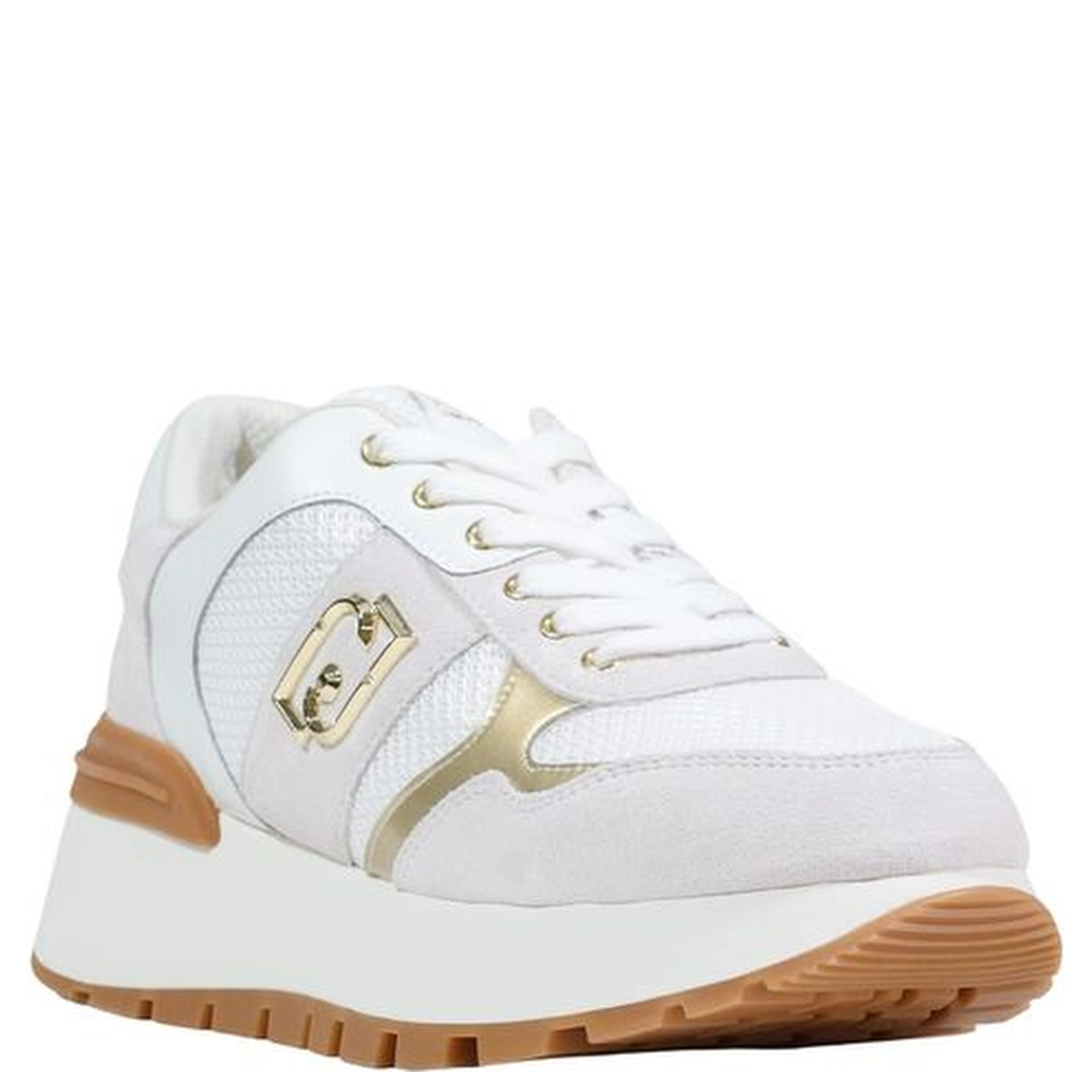 White Artificial Leather Athletic Sneakers