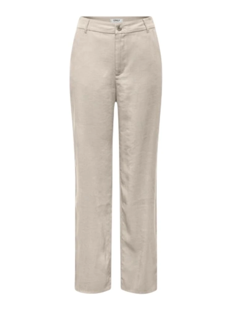 Beige Viscose Casual Pants