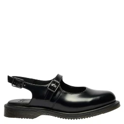 Black Leather Flat Sandals
