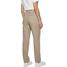 Beige Viscose Casual Pants