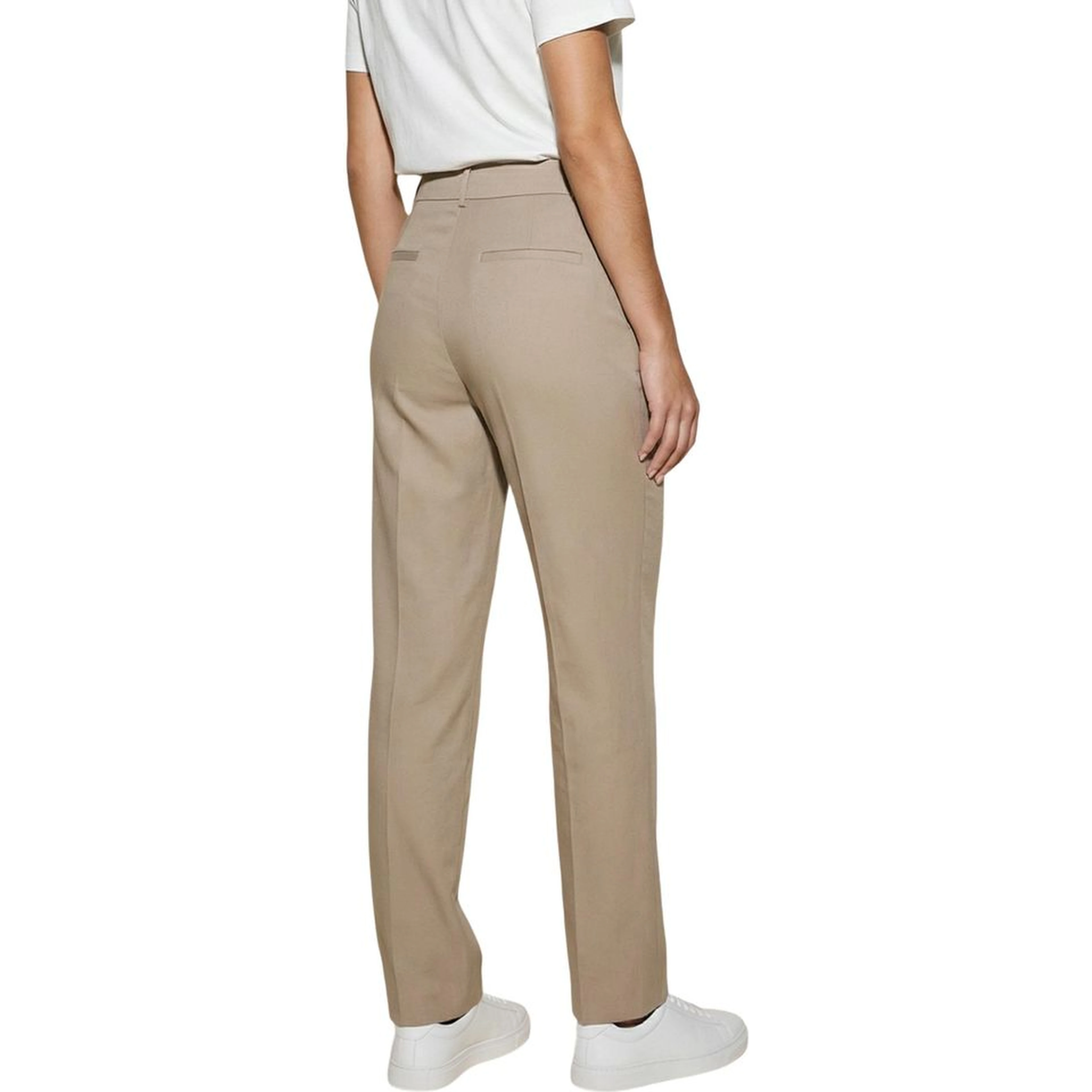 Beige Viscose Casual Pants