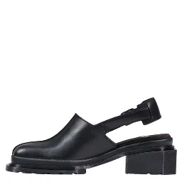 Black Leather Mules