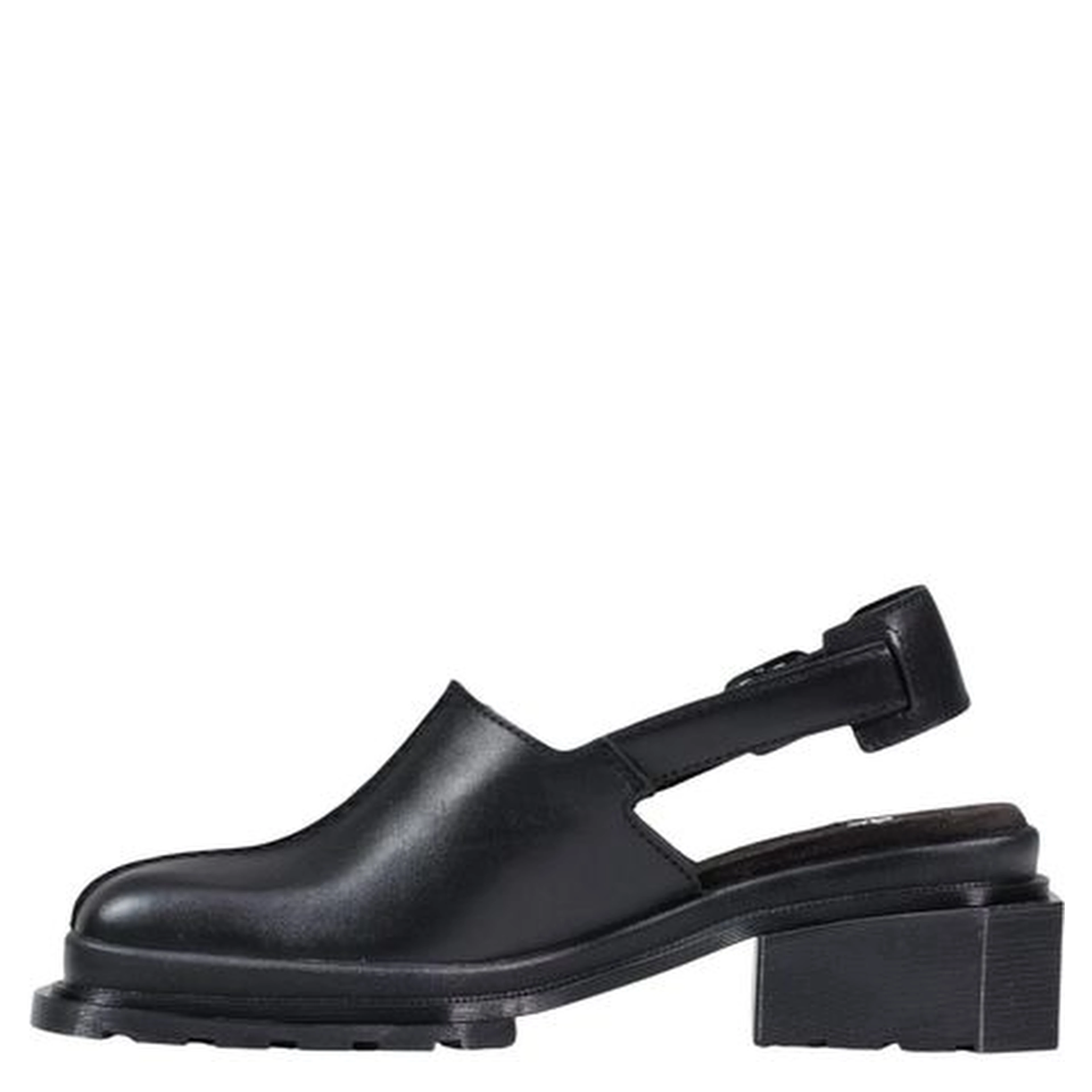 Black Leather Mules