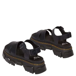 Black Leather Flat Sandals