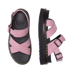 Pink Leather Platform Sandals