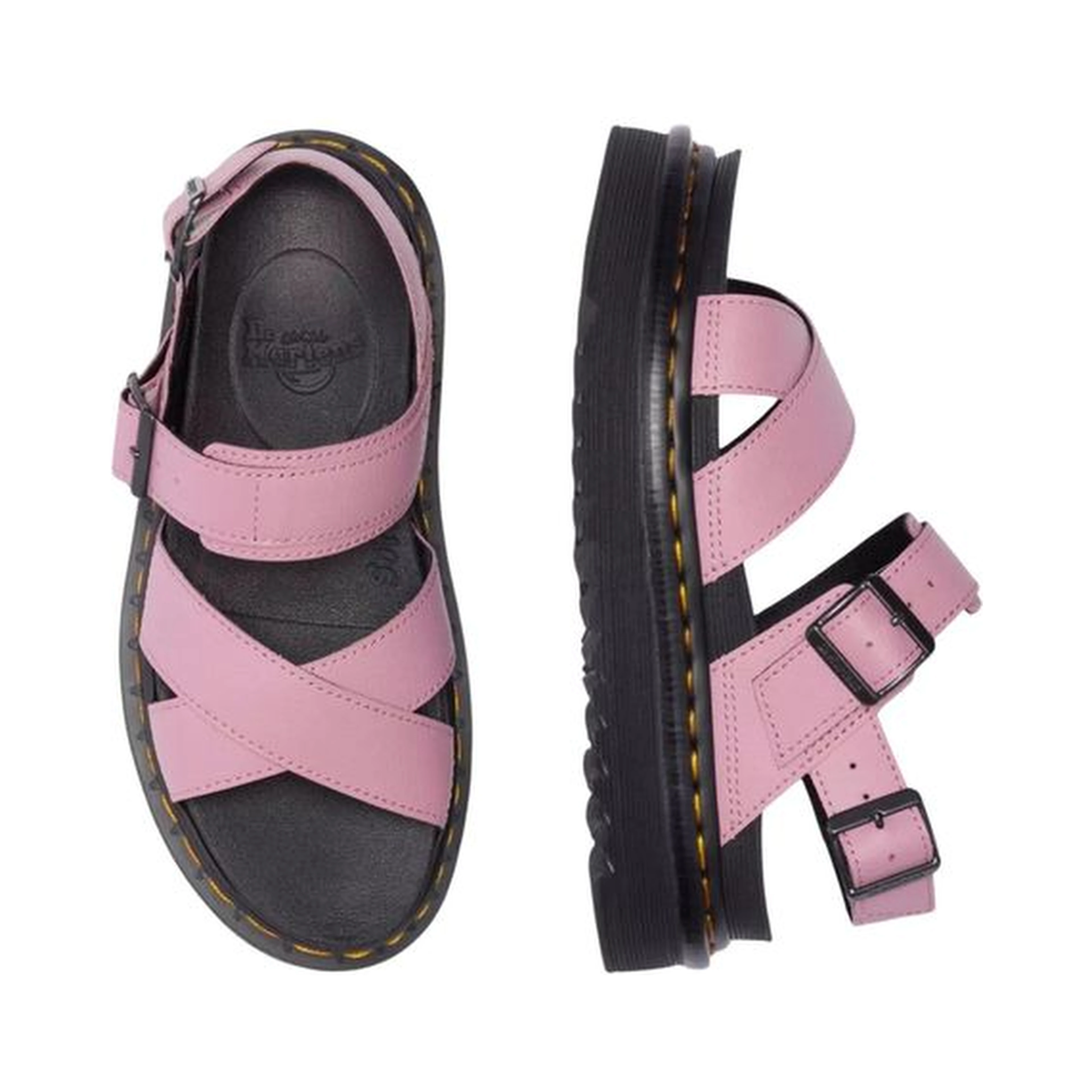 Pink Leather Platform Sandals