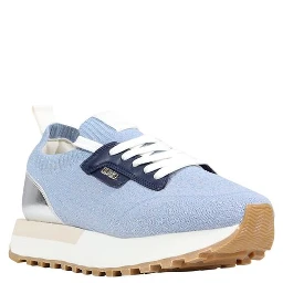 Blue Polyester Athletic Sneakers