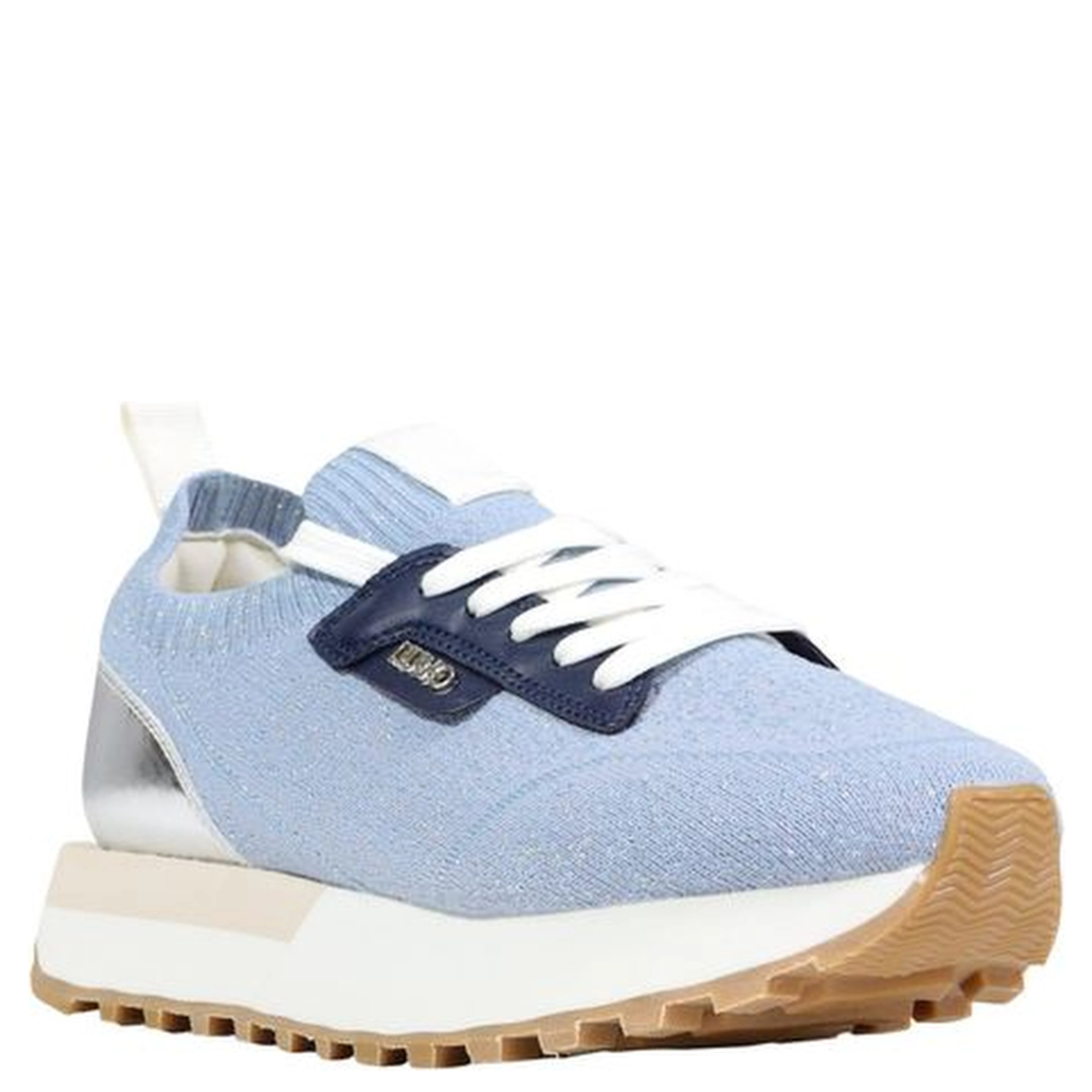 Blue Polyester Athletic Sneakers